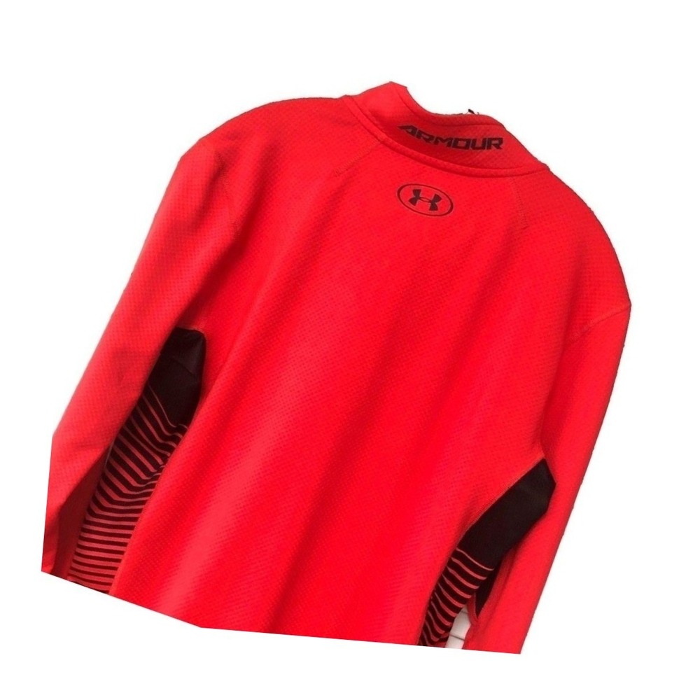 UNDER ARMOUR 1/4 Zip Shirt Jacket ColdGear Performance Waffle Orange Womens S